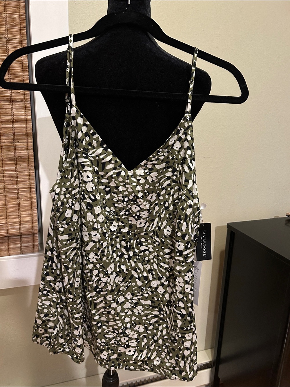 Liverpool Olive and White Floral V-Neck Cami